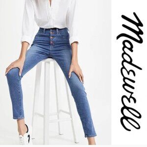 NWT Madewell 10” High Rise Skinny Button Front Denim Jeans W Stretch size 24